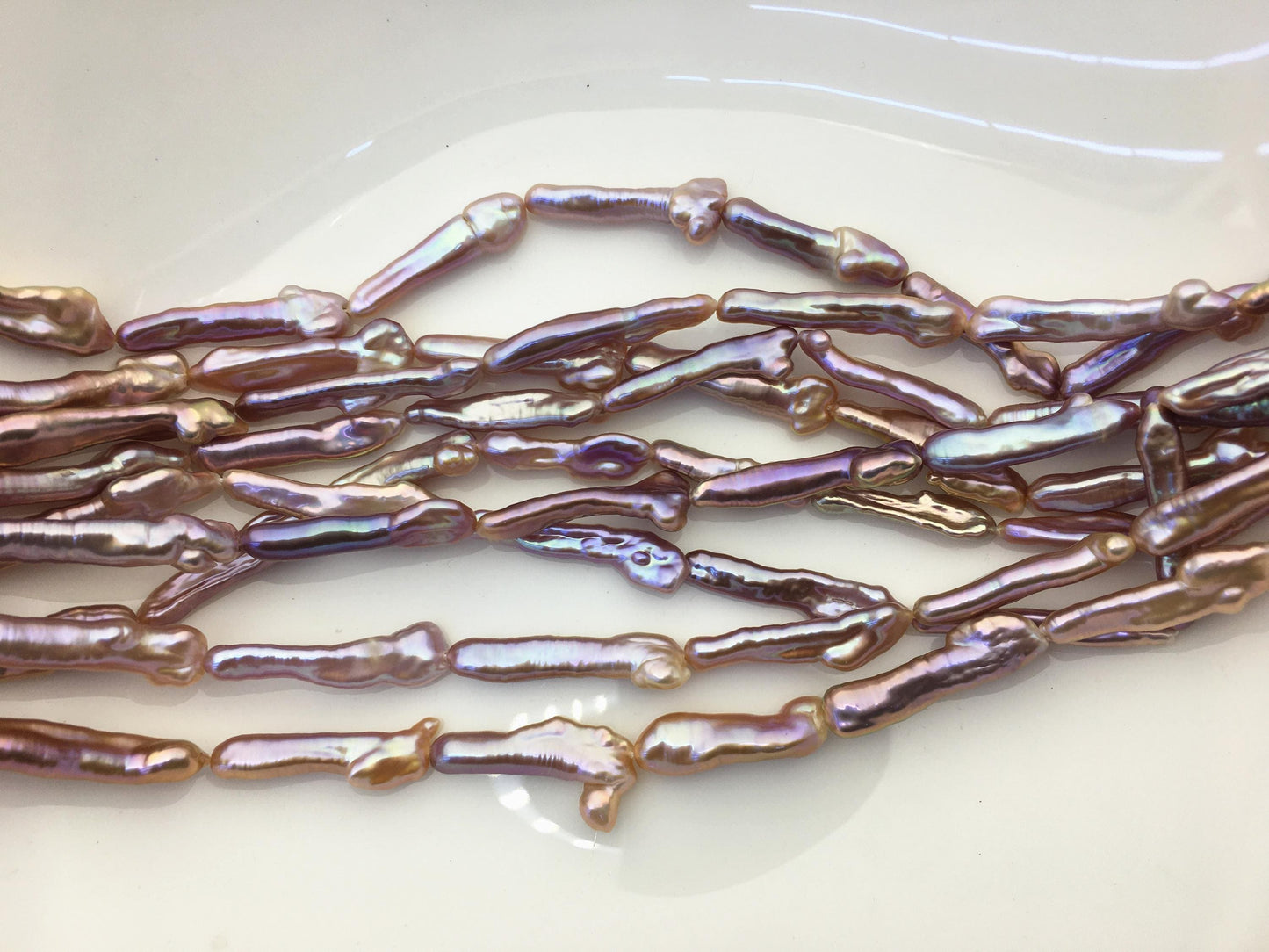 15.5'' AAA 5-8mm natural purple rainbow Toothpick pearls,ZS-80-25-8