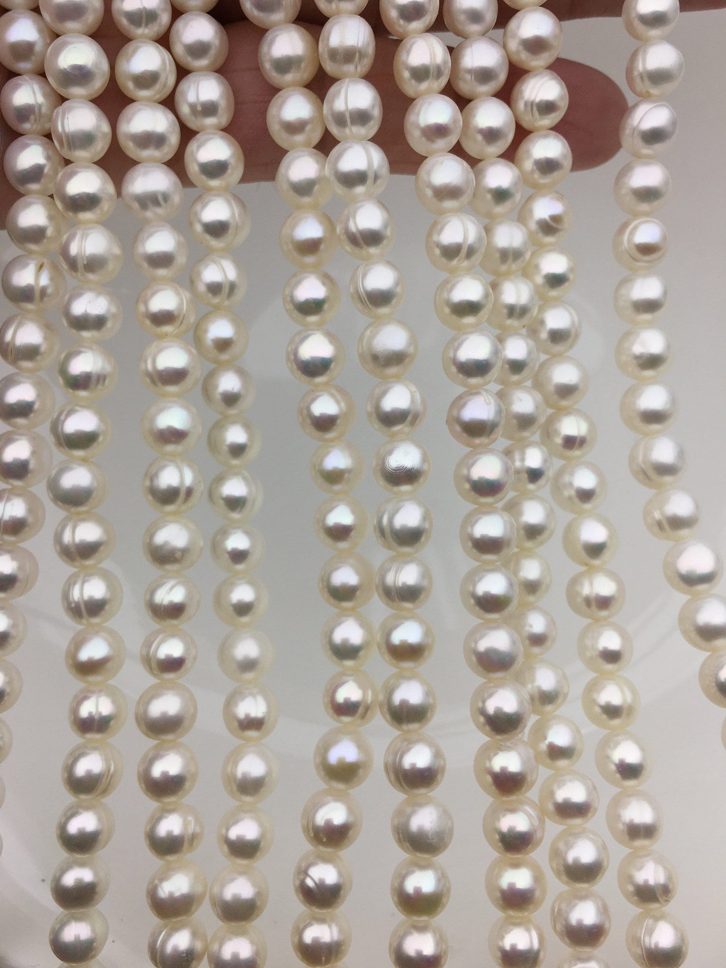 AA 6.4-7.4mm white near round freshwater pearls,RP7-2A-5