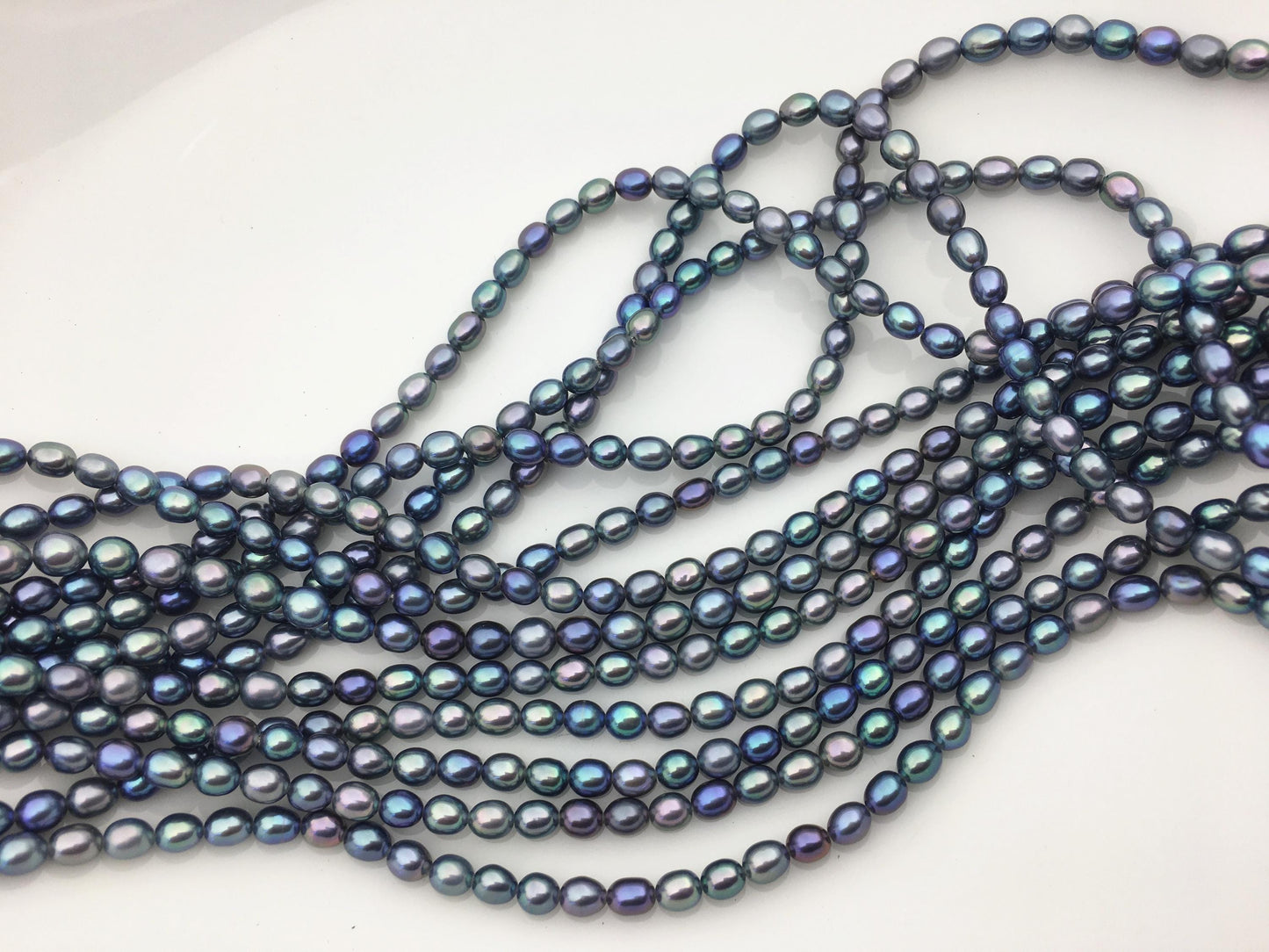 AAA 4-4.5mm black blue rice freshwater pearls,LR4-3A-45