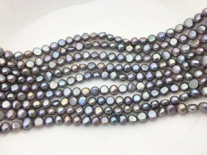 AAA 7-8mm gray nugget freshwater pearls,irregular nugget freshwater pearl strand,LM7-T8