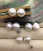 AAA 11-11.5mm Baroque Nugget White Pearl Stud Earrings,Sterling Silver,Wedding,classic pearl studs,SE1-069-11