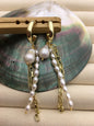 Fashion three theard Gold White freshwater pearl dangle earrings,earring with white baroque Natural Pearl,SE3-120-41