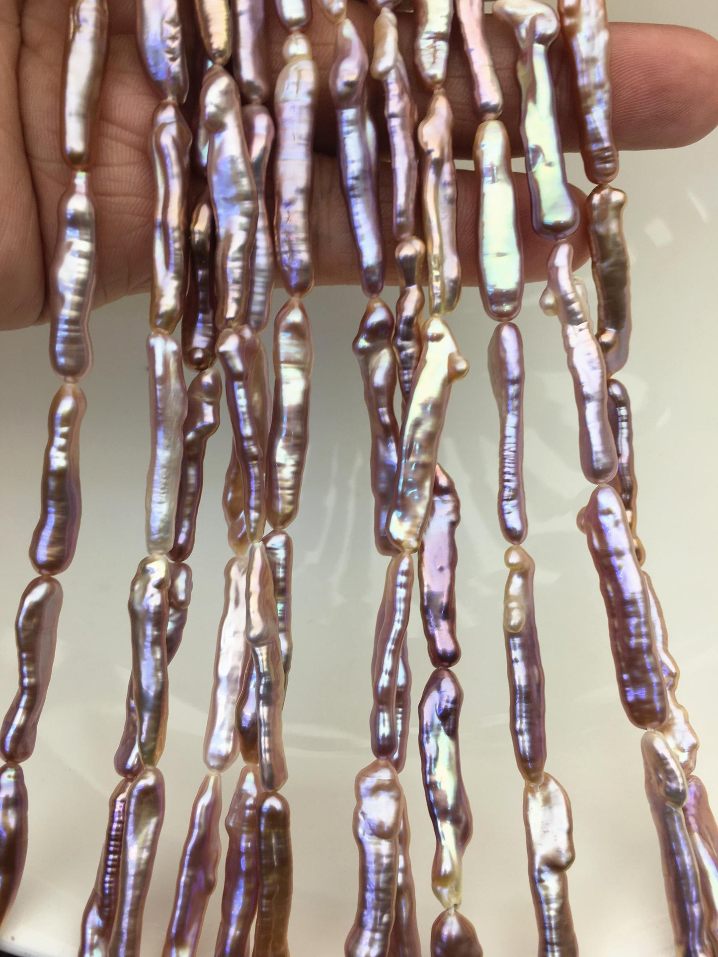 15.5'' AAA 4-7mm natural purple rainbow Toothpick pearls,ZS-80-25-10