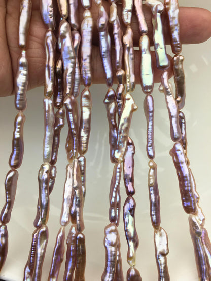 15.5'' AAA 4-7mm natural purple rainbow Toothpick pearls,ZS-80-25-10