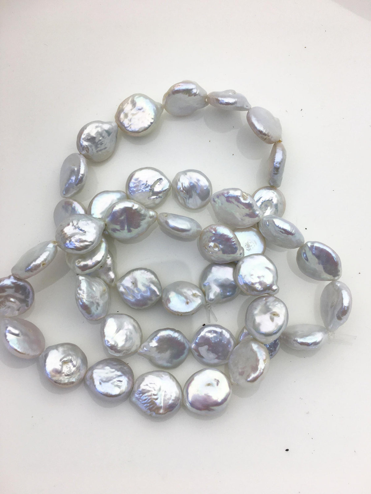 1pc 7 inchs AA+ 11-12mm White Coin Freshwater pearl Elastic string Bracelet,B8-005
