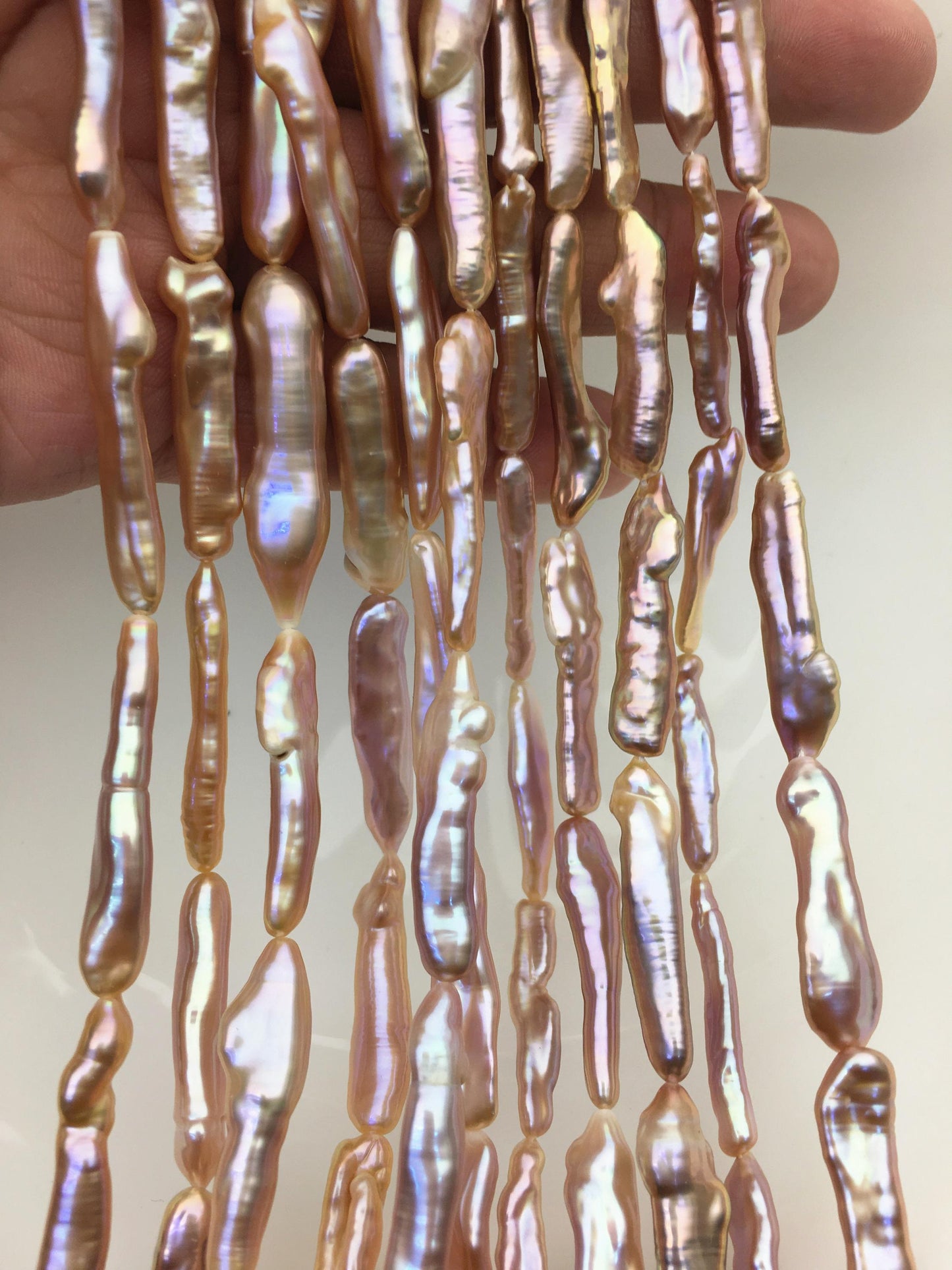15.5'' AAA 4-7mm natural light purple rainbow Toothpick pearls,ZS-80-25-9