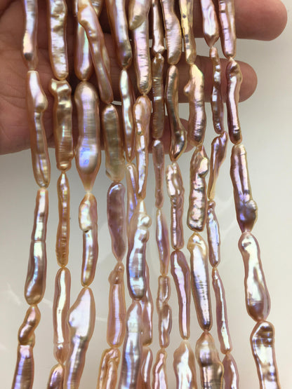 15.5'' AAA 4-7mm natural light purple rainbow Toothpick pearls,ZS-80-25-9