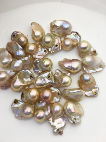 10pcs AA+ 14-20mm peach orange natural color flame ball pearl,2.2mm large hole,FL15-T4-34