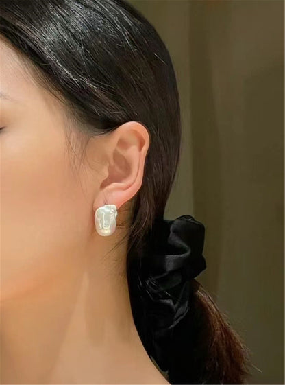 1 pair AAA/AA 14-17mmx20-28mm flame ball pearl stud earrings,sterling silver,earring with white baroque Natural Pearl,SE3-031-1