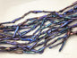 15.5'' AAA 4-6mm black blue rainbow Toothpick pearls,ZS-80-12