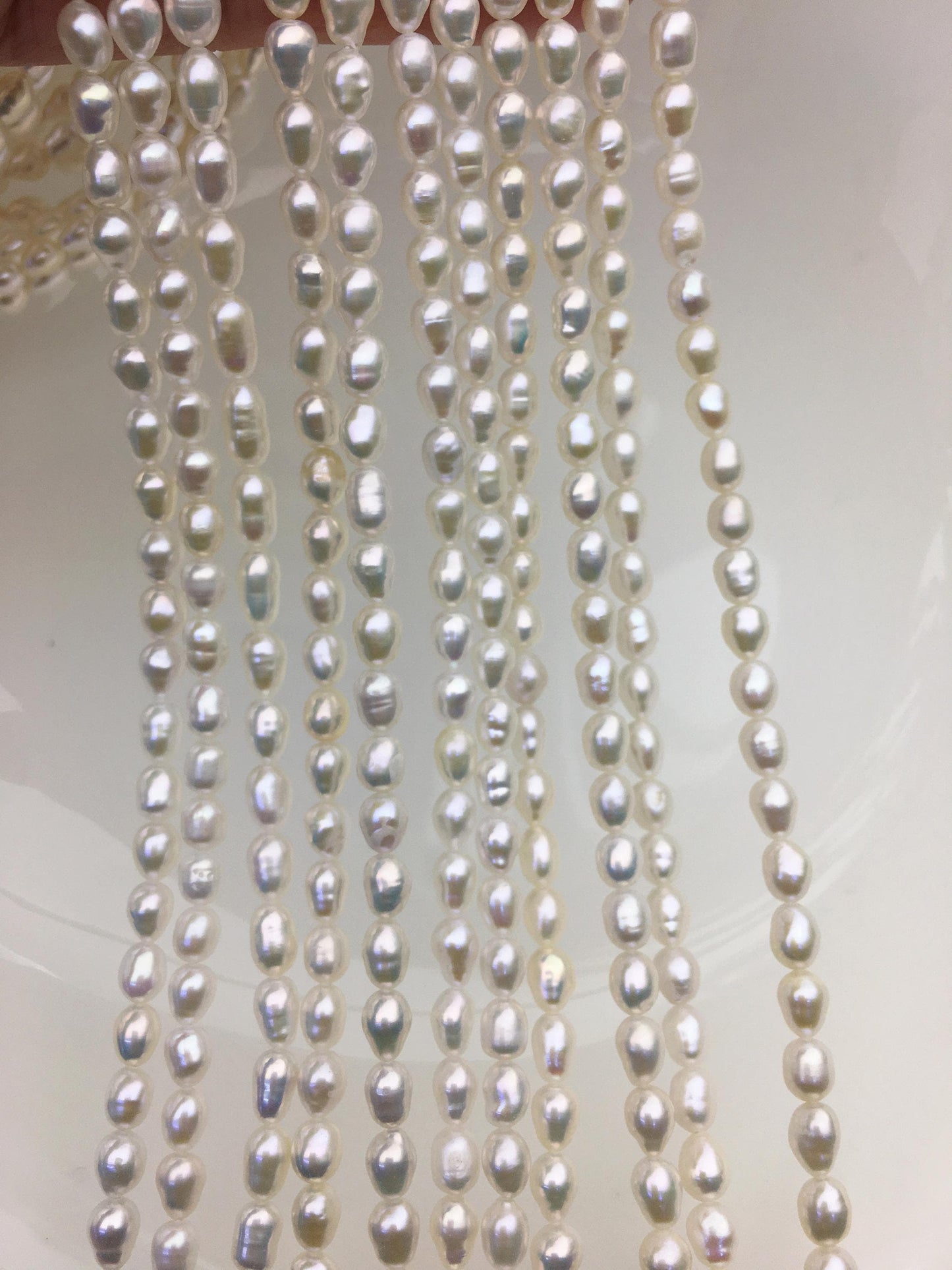 AA 4.5-5mm*5-7mm white rice freshwater pearl,Cultured white rice freshwater pearls bead,pearl necklace,DIY ,Valentine's Day gift,LR4-2A-2