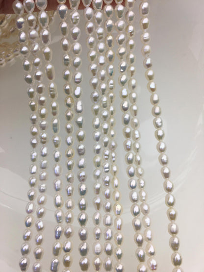 AA 4.5-5mm*5-7mm white rice freshwater pearl,Cultured white rice freshwater pearls bead,pearl necklace,DIY ,Valentine's Day gift,LR4-2A-2