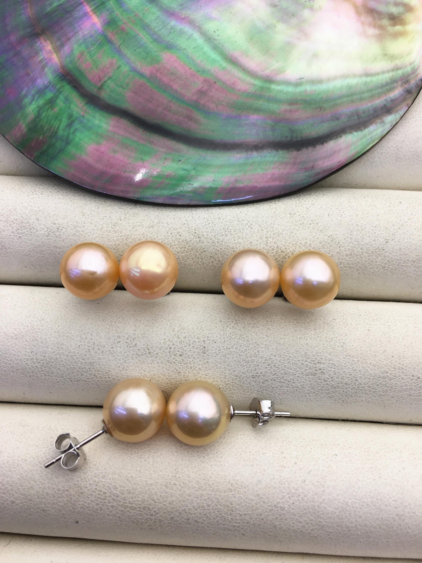 1 pair AA+ 10-11mm orange round edison pearl stud earrings,wedding pearl earrings,SE3-T9-41
