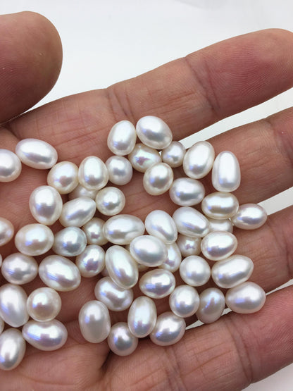 20pcs AAA 6.5-7.3mm*8-9.5mm white rice pearl for Oyster,for wish pearl oyster,for pearl vacuum-packed oysters,no hole, LR7-3A-1