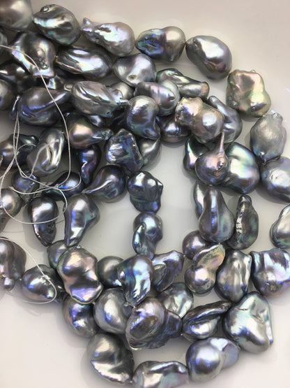 15.5'' AA+ 13-16mm Big Gray flame ball pearl,FL15-2A-5-11
