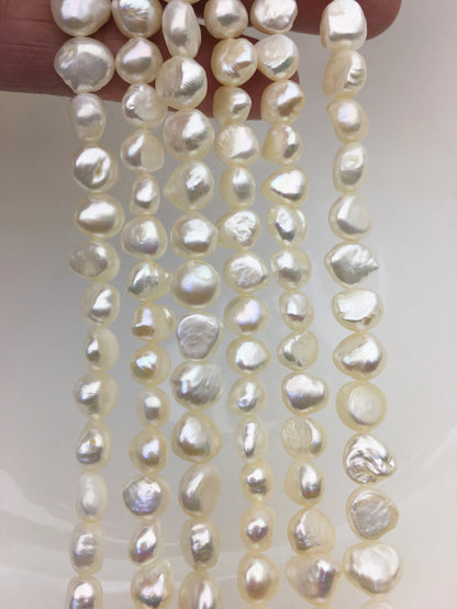 AA+ 7-8mm white nugget freshwater pearls,irregular nugget freshwater pearl strand,cheap price,pearl factory china,LM7-T6