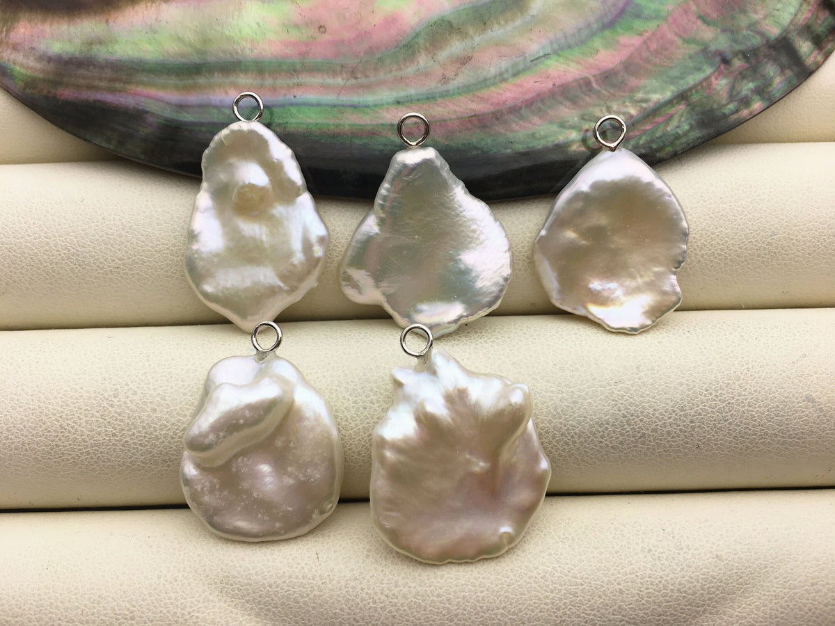 1pc AAA 15-17mm White Keshi freshwater pearl pendant,sterling silver,NC1-T55