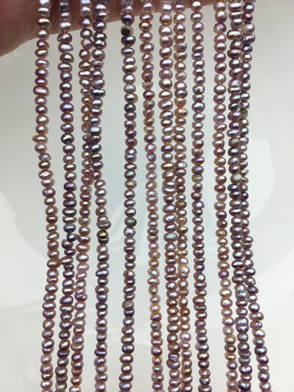 AA 3-3.5mm purple tiny button potato freshwater pearls,Rondelle pearl Beads,loose strands,SM3-2A-5