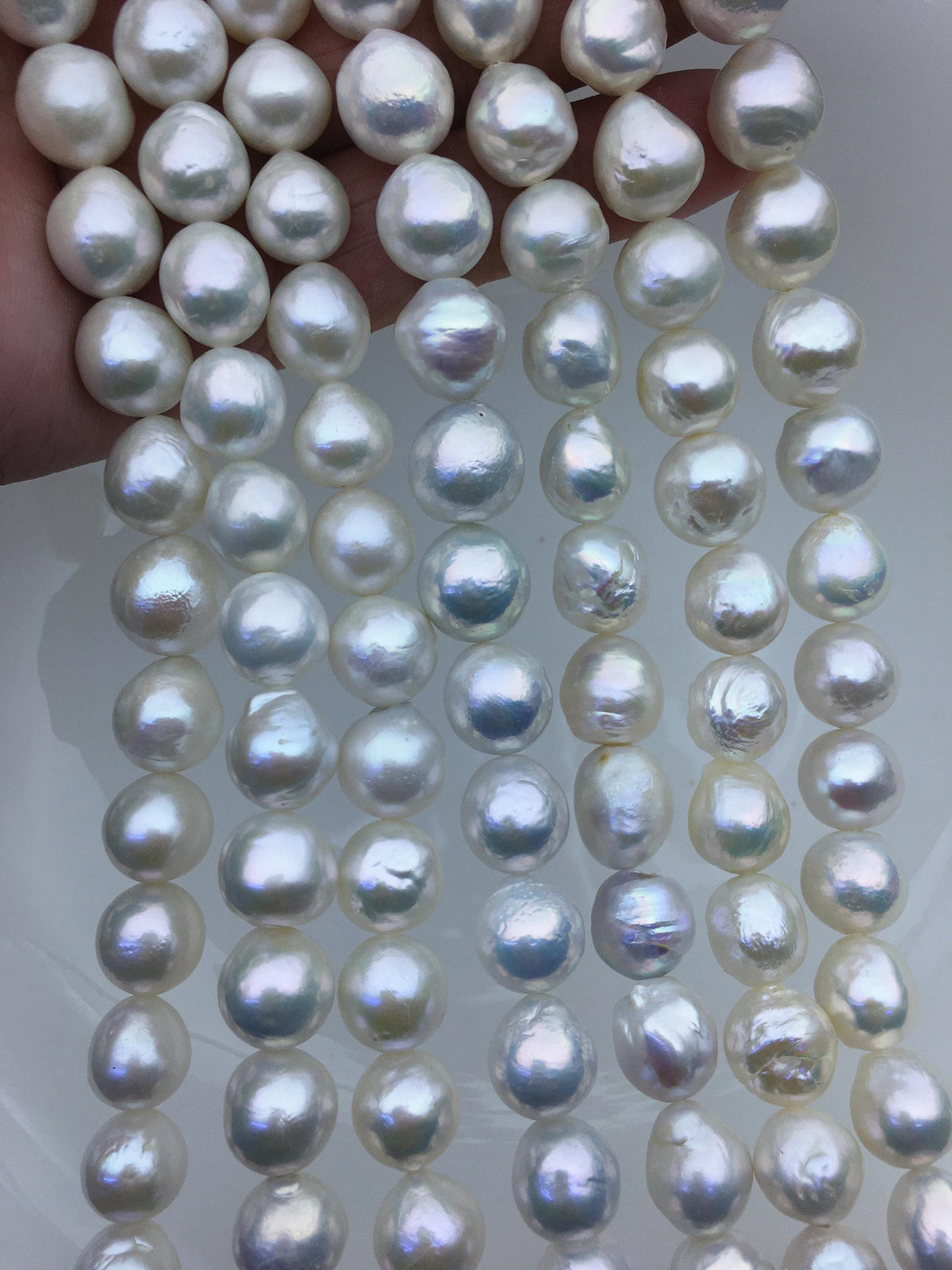 AA+ 11-12mm white baroque near round Edison Freshwater Pearl,ED12-2A-5-17