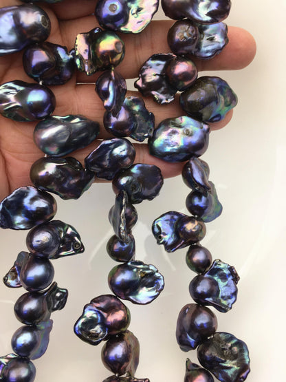 15.5'' A 12-17mm black blue flame ball pearl,FL15-2A-5-33