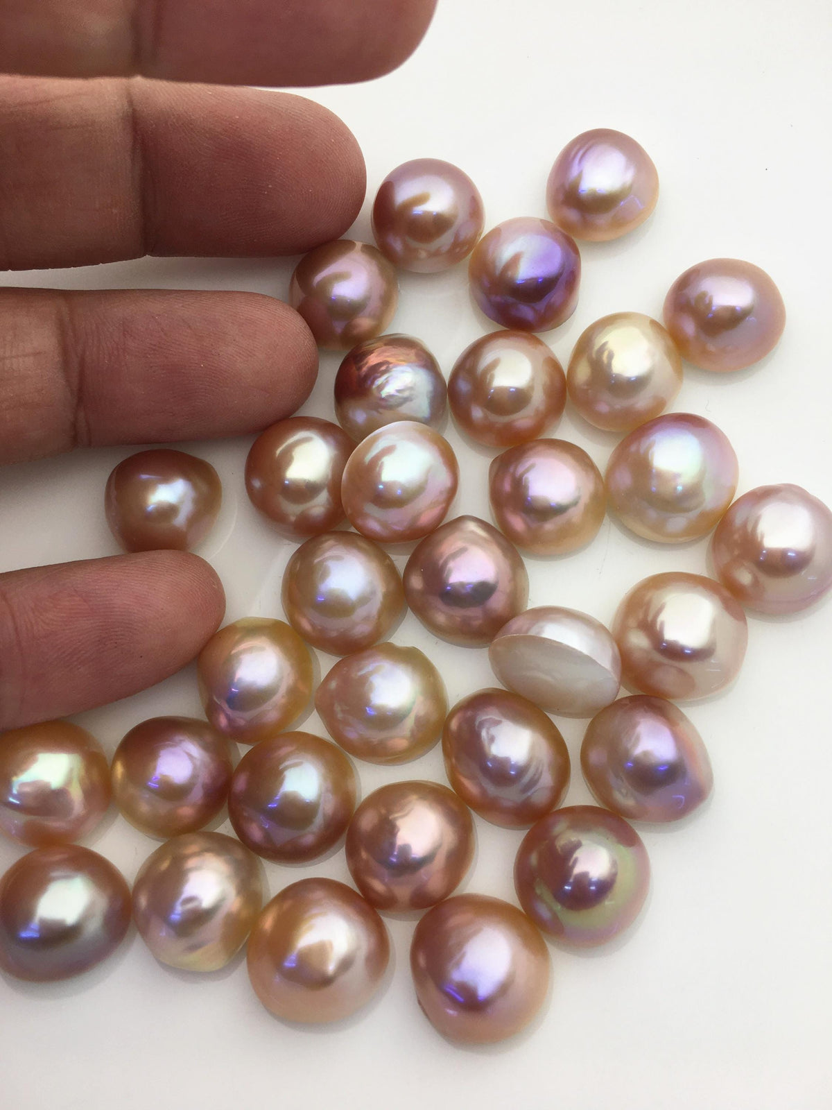 15pcs AAA 12-13mm Baroque Mabe Natural Purple Rainbow Freshwater Pearls,no hole,MB-T63