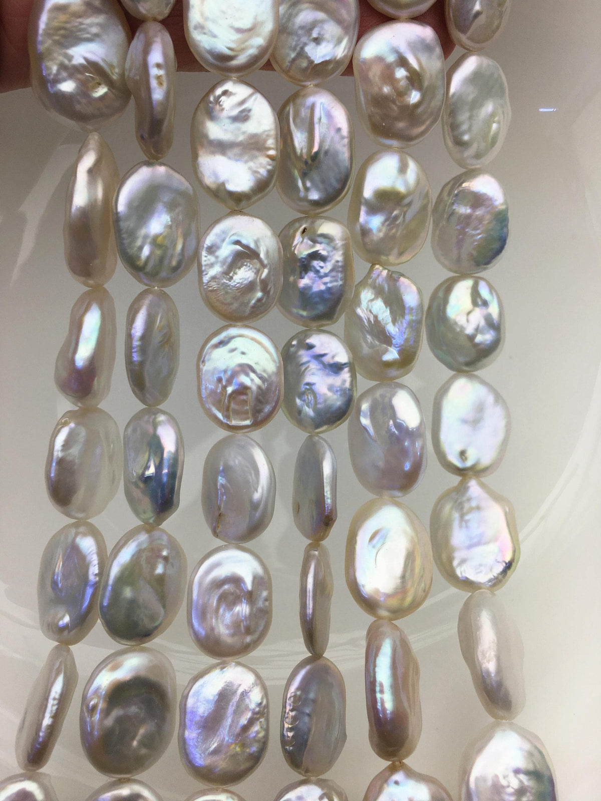 AA+ 14-17mm natural white overtone ellipse coin freshwater pearls,diy bead,flat block pearl bead,ZS-103-26