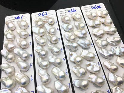 1 pair AAA 13-18x20-28mm White Flame ball Pearl Pairs-0.9mm top half hole-large Baroque freshwater pearl pairs,Fire Ball Pearl,FL15-3A-8-41