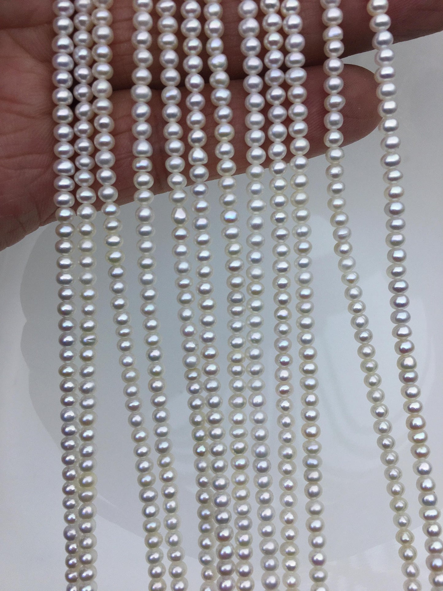 AAA 3-3.5mm tiny white button round freshwater pearls,nucleus pearl,Rondelle pearl Beads,SM3-3A-31