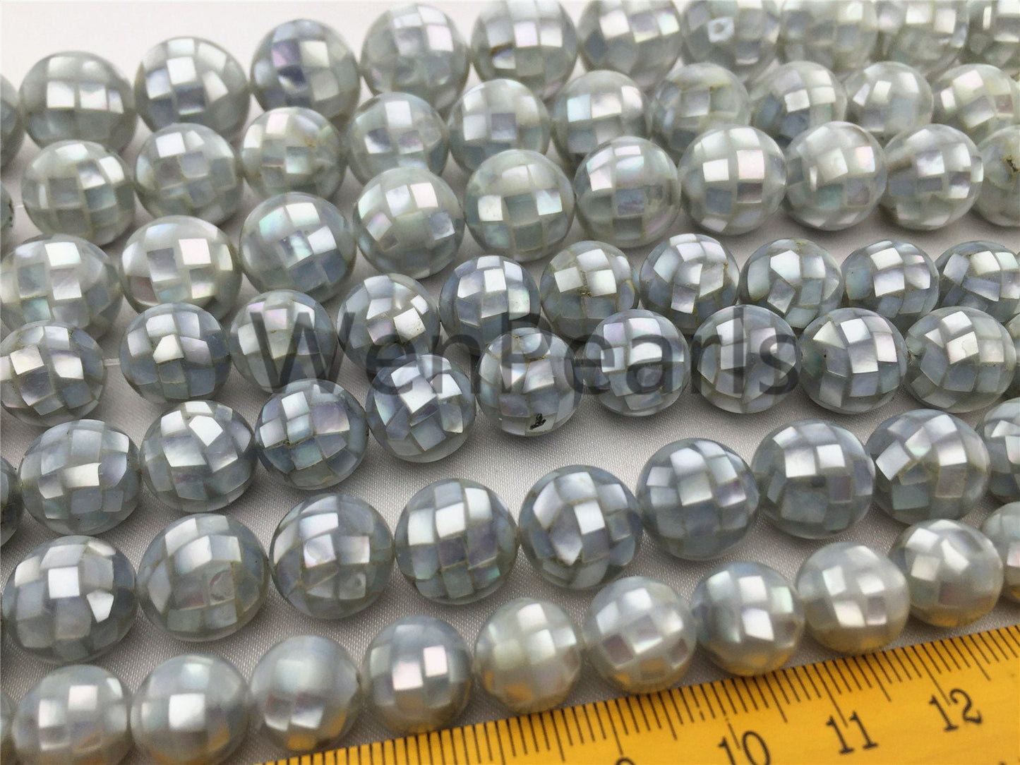 4pcs 10mm/12mm/14mm/16mm Gray Mosaic Shell Beads,grey color,GSHE-001-6