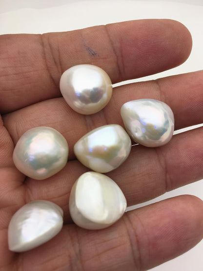 6pcs AAA 15-16mm white Baroque Mabe Freshwater Pearls,no hole,MB-T39