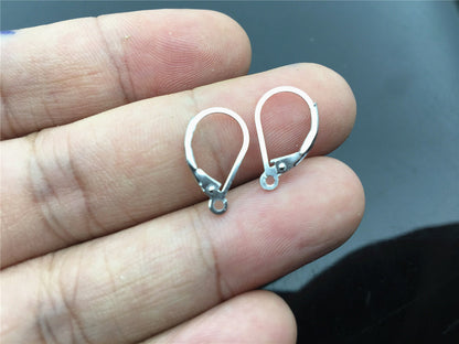 925 sterling silver ear hook with loop, leverback earrings hooks, Euro earwires, hooks findings , DIY earrings jewelry,ASL-ER-011