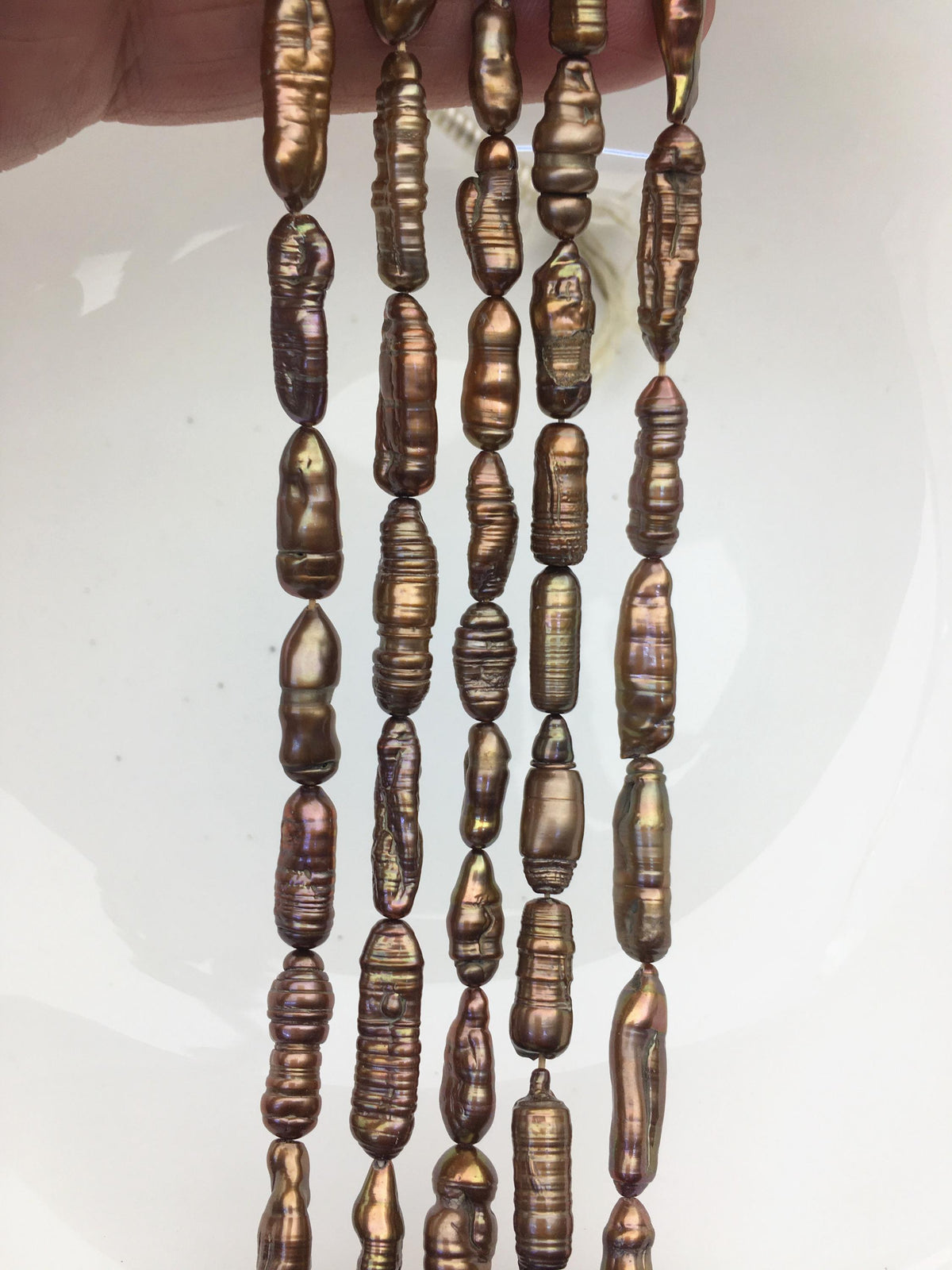 AA 6-7mm red brown toothpick Biwa Pearl Necklace,Genuine Fresh Water Pearl,Wedding Necklace,Mothers Day,ZS-80-10-34