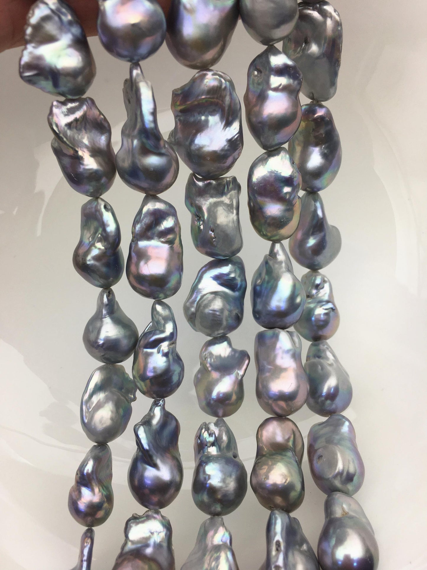 15.5'' AAA 14-17mm Big Gray flame ball freshwater pearl,FL15-3A-7-5