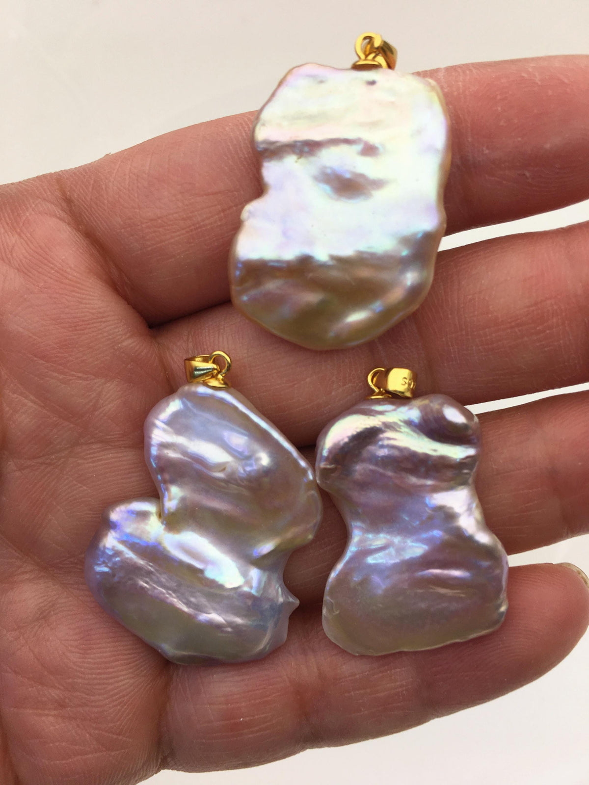 1pc AAA 18-23mm Big Purple Keshi freshwater pearl pendant,sterling silver,NC1-T19