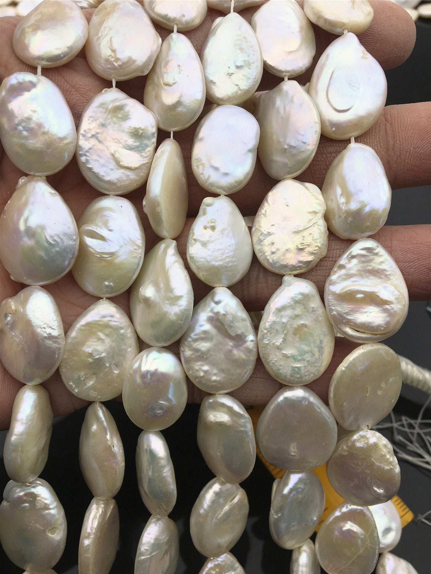 AA 12-16mm white big drop coin freshwater pearls,flat round pearl bead strings,rondelle pearls,COIN14-2A-12