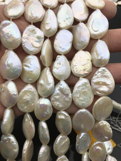 AA 12-16mm white big drop coin freshwater pearls,flat round pearl bead strings,rondelle pearls,COIN14-2A-12