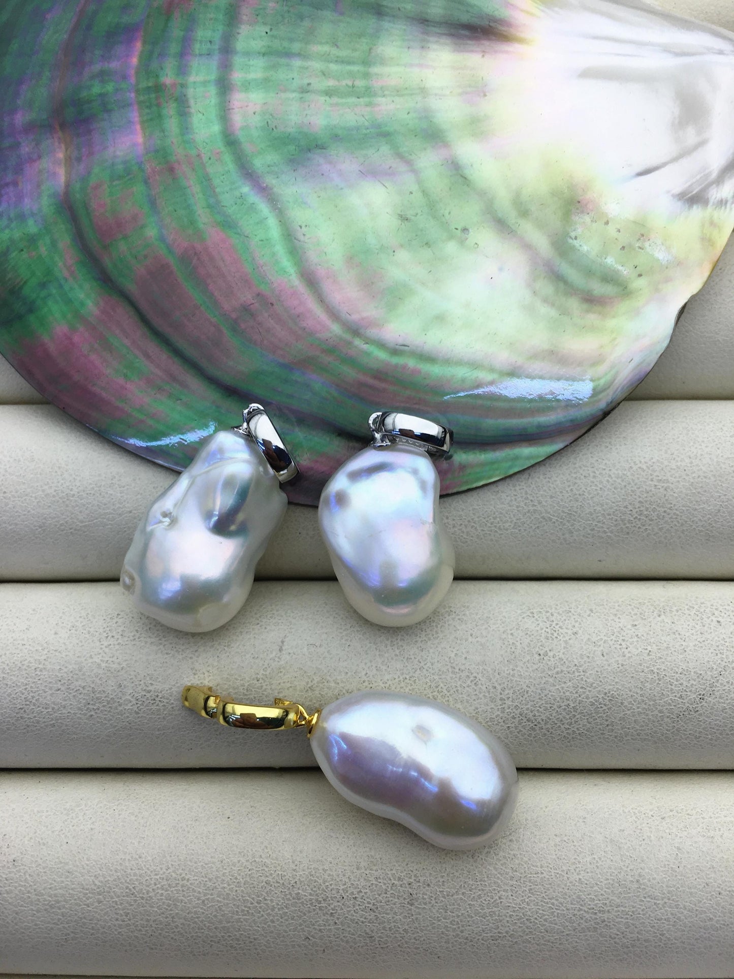 1pc AAA 12-15mm white baroque pearl Feather pendant necklace,S925 Sterling silver pendant,NC1-041-9