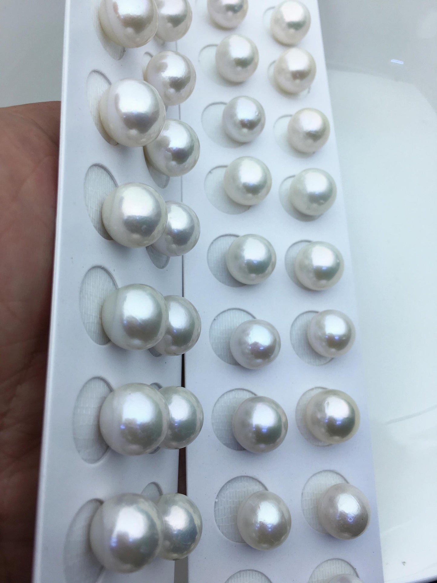 2 pairs AA+ 12-13mm White Round edison freshwater pearl,no hole, RP12-3A-2