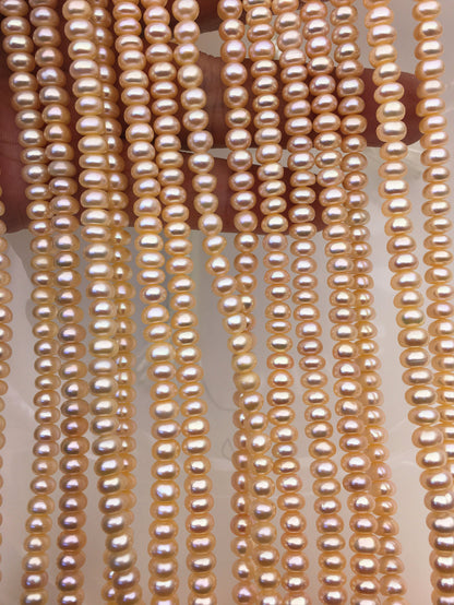 AAA 5-6mm pink button round freshwater pearls,Rondelle pearl Beads,white freshwater pearl,loose strands,SM5-T1