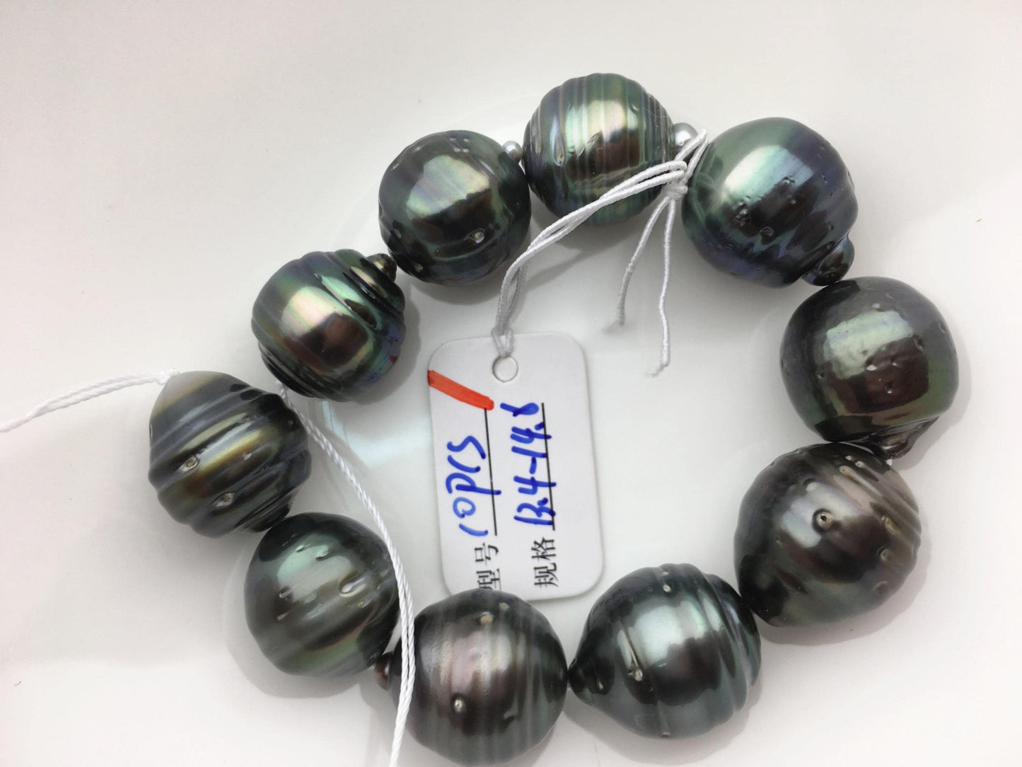 10pcs 13-15mm Gray Black Green Drop tahitian pearl,TH12-2A-13-90