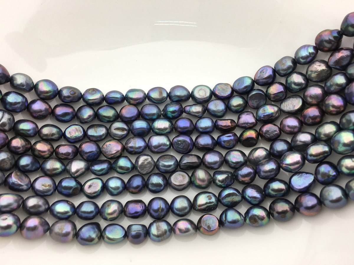 AA 10.4-11.4mm deep blue nugget freshwater pearls,Cultured pearl,Christmas pearl necklace,gray baroque pearl,LM11-2A-21