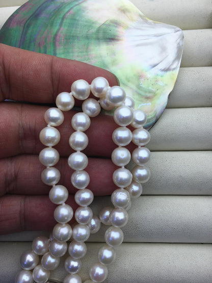 17'' AA+ 8mm white potato near round freshwater pearl Necklace,white Pearl necklace,NPN1-015