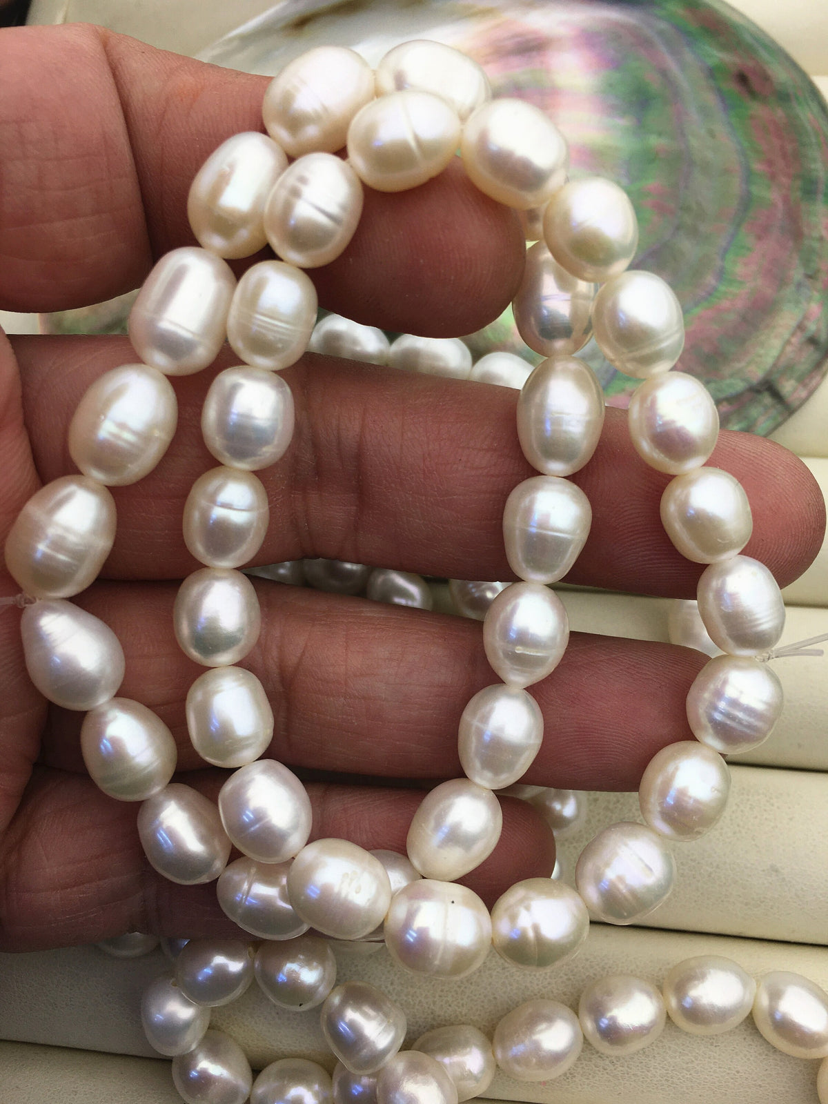 7 inchs AA+ 7.5-8.4mm white rice Freshwater pearl Elastic string Bracelet,rice pearl bracelet,B8-015