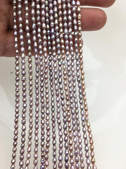 AA+ 3-3.5mm*4-5mm purple rice pearls,oval loose pearl beads,diy pearl,genuine pearl,Cultured pearl,diy pearl beads,LR3-T6