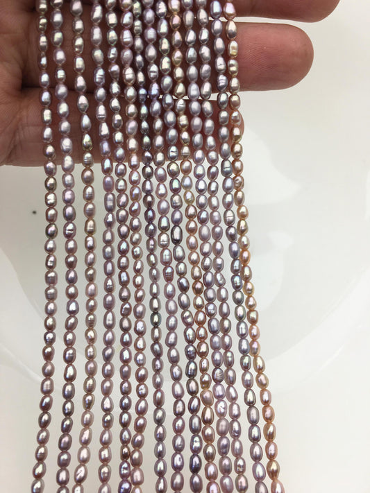 AA+ 3-3.5mm*4-5mm purple rice pearls,oval loose pearl beads,diy pearl,genuine pearl,Cultured pearl,diy pearl beads,LR3-T6