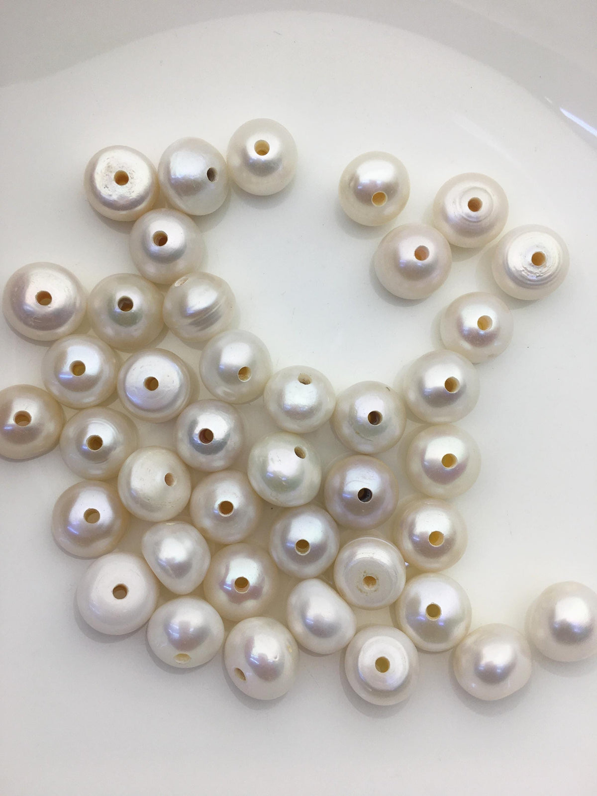15pcs Very Big AA+ 13-14mm white button freshwater pearls,2mm hole,Rondelle pearl Beads,pearls for leather,SM13-T5