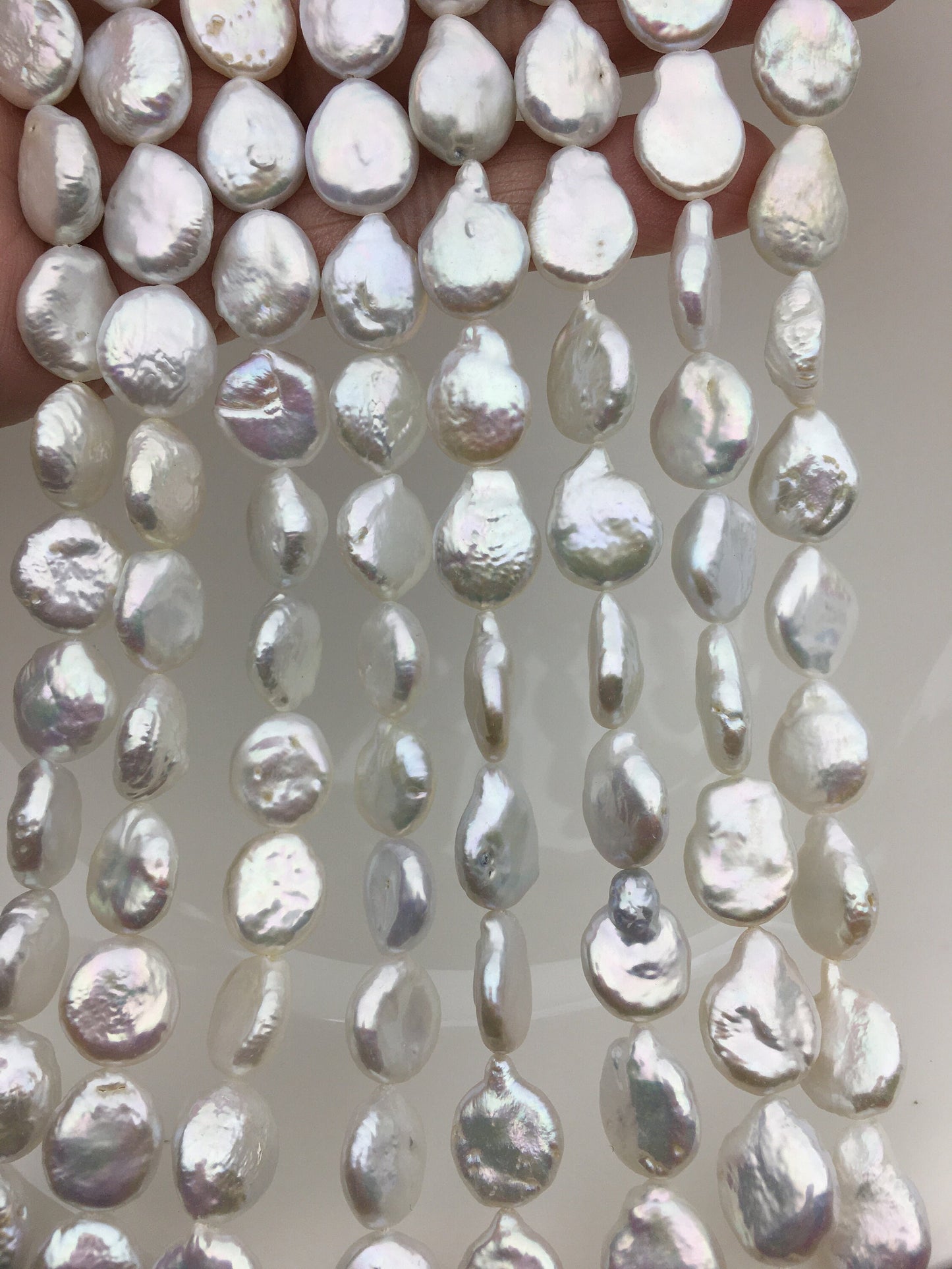 AA 12-13mm White Coin freshwater pearls,diy bead,flat round pearl bead,COIN12-2A-2-20