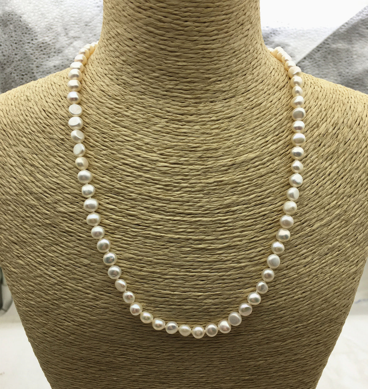 1pc AAA 17+2'' 5-5.5mm White Nugget Pearl necklace,pearl necklace, NPN1-012