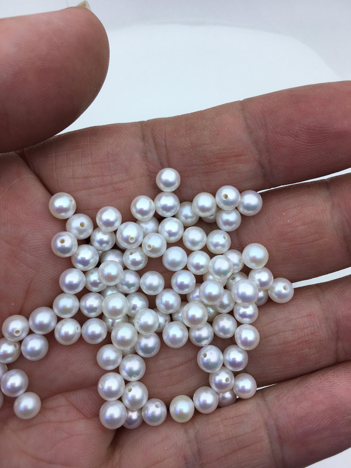 10pcs AAA 4.5-5mm white seed round freshwater pearls,tiny pearl supply,0.9mm half drilled,diy jewelry,RP4-3A-6