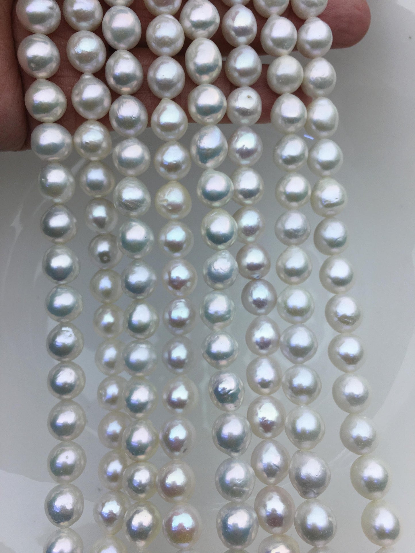 AA+ 8-10mm white oval near round Edison Freshwater Pearl,ED12-2A-5-55